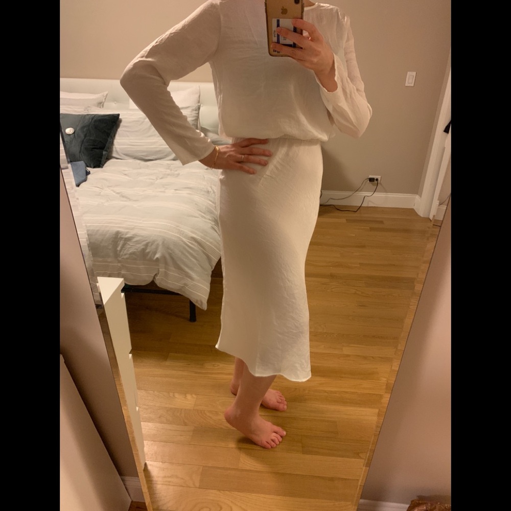 Beautiful silky white midi dress